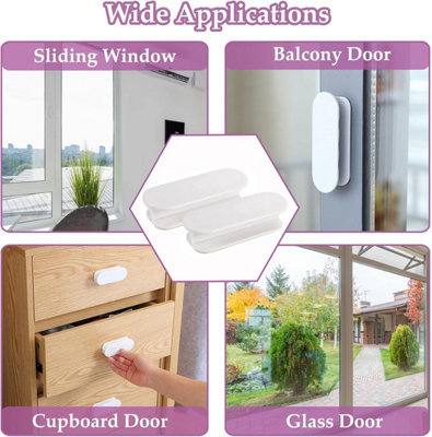4 Pack Self-Adhesive Door Handle, Plastic Sliding Door Handle Auxiliary ...