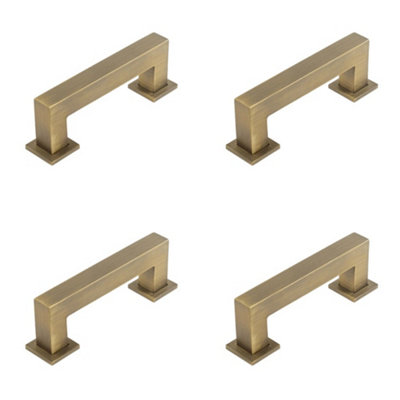 4 PACK Sleek 96mm Antique Brass Cabinet Handle for Modern Homes - Kitchen Drawer Pull Handle