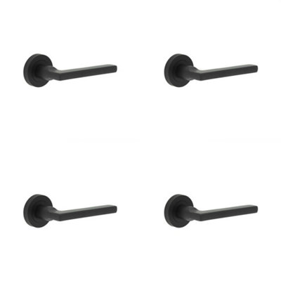 4 PACK Sleek Jet Black Matt Aluminium Door Handle for Modern Interiors - Interior Handle