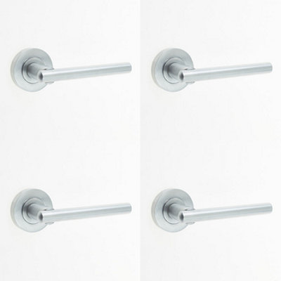 4 PACK Sleek Satin Chrome Door Handle for Modern Interiors - Interior Handle