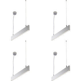4 PACK Slim Commercial Suspension Light - 610mm x 20mm - 25W Cool White LED