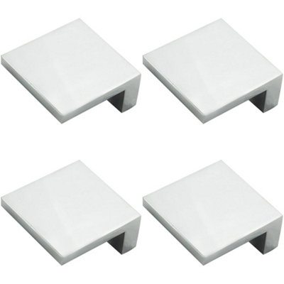 4 PACK - Slim L Cabinet Finger Pull Handle Semi Concealed - 48mm Width Polished Chrome