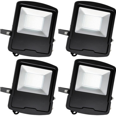 4 PACK Slim Outdoor IP65 Floodlight - 100W Daylight White LED - High Output