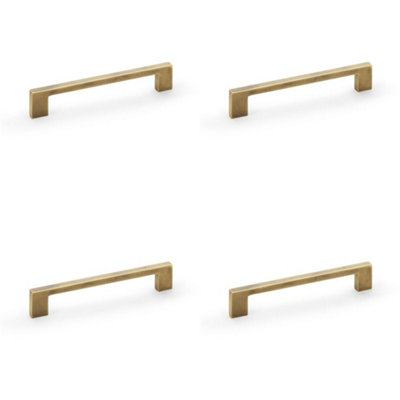 4 PACK - Slim Square Bar Pull Handle - Antique Brass - 160mm Centres SOLID BRASS Drawer
