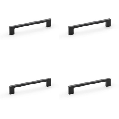 4 PACK - Slim Square Bar Pull Handle - Matt Black - 160mm Centres SOLID BRASS Drawer