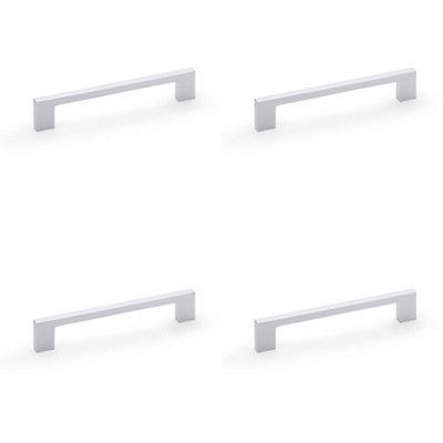 4 PACK - Slim Square Bar Pull Handle - Polished Chrome - 160mm Centres SOLID BRASS Drawer