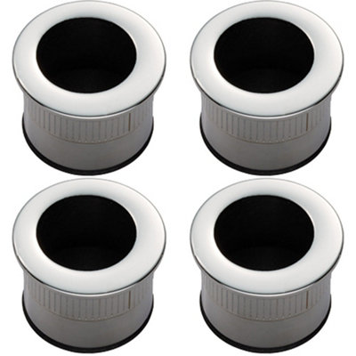 4 PACK - Small Recessed Sliding Door Flush Pull - 29mm Round 23mm Depth Polished Chrome