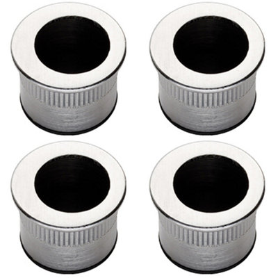4 PACK - Small Recessed Sliding Door Flush Pull - 29mm Round 23mm Depth Satin Chrome