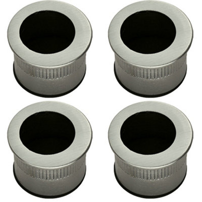 4 PACK - Small Recessed Sliding Door Flush Pull - 29mm Round 23mm Depth Satin Nickel