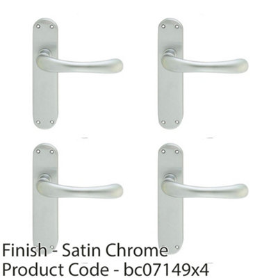 4 PACK - Smooth Rounded Internal Latch Door Handle - Satin Chrome Lever on Backplate