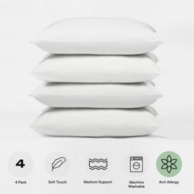4 Pack Soft Touch Anti Allergy Bounce Back Medium Hollowfibre Pillow