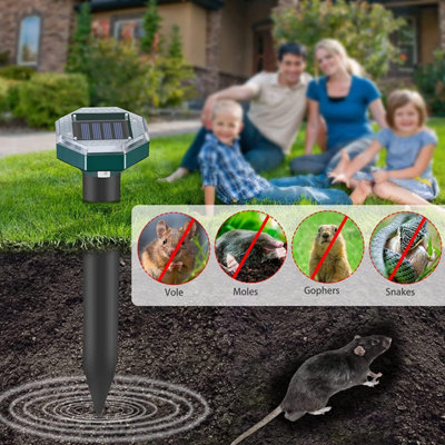 Solar Powered Ultrasonic Mole Repellent Stake