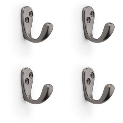 4 PACK - SOLID BRASS Victorian Single Robe Coat Hook - Wall Mounted Holder Dark Bronze