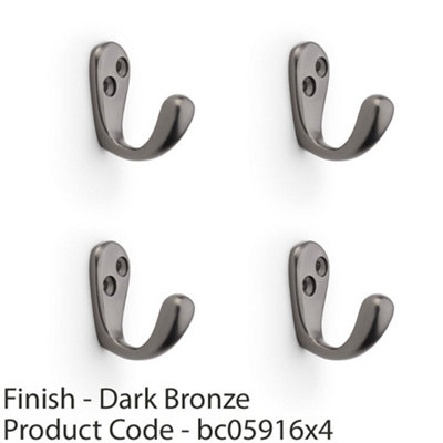 4 PACK - SOLID BRASS Victorian Single Robe Coat Hook - Wall Mounted ...