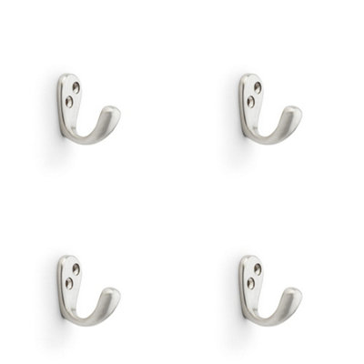 4 PACK - SOLID BRASS Victorian Single Robe Coat Hook - Wall Mounted Holder Satin Nickel