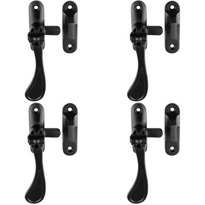 4 PACK - Spoon End Reversible Casement Window Fastener Handle 103mm Length Matt Black
