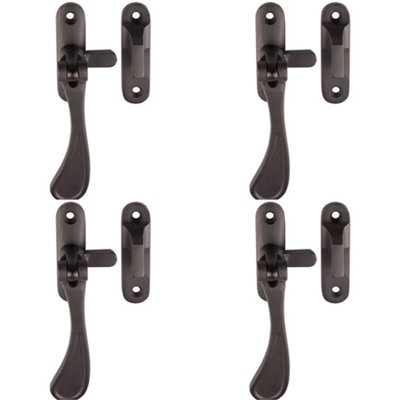 4 PACK - Spoon End Reversible Casement Window Fastener Handle 103mm Length Matt Bronze
