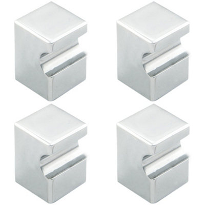 4 PACK - Square Cupboard Door Knob 18 x 18mm - 25mm Projection Polished Chrome