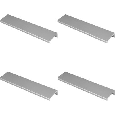 4 PACK - Square Edge Finger Pull Handle - Polished Chrome 200mm - Slim Cupboard Drawer