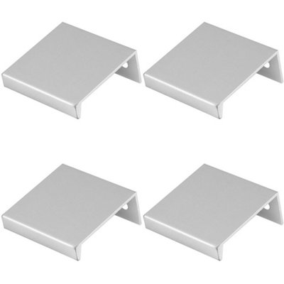 4 PACK - Square Edge Finger Pull Handle - Polished Chrome 40mm - Slim Cupboard Drawer