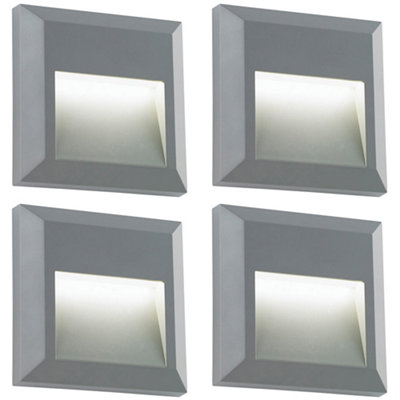 4 PACK Square IP65 Guide Light - Indirect 1.1W Warm White LED - Gray ...