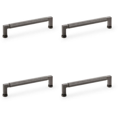 4 PACK - Square Knurled Pull Handle - Dark Bronze - 160mm Centres Premium Drawer Door