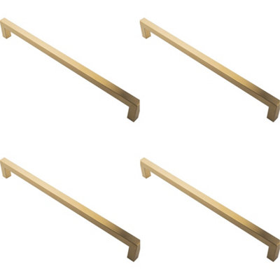 4 PACK - Square Mitred Door Pull Handle 469 x 19mm 450mm Fixing Centres Matt Black