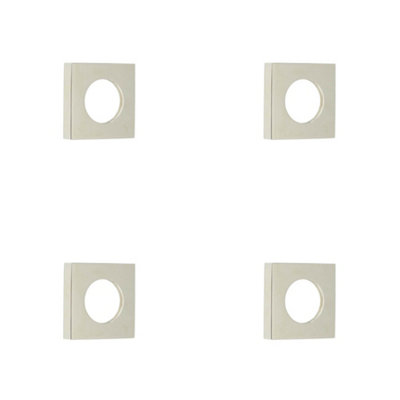 4 PACK Square Plain Outer Rose in Polished Nickel Finish for Modern Doors - Door Handle