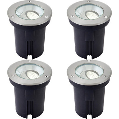 4 PACK Stainless Steel IP67 Ground Light - 13W Cool White LED - Tilting Head