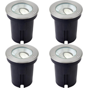 4 PACK Stainless Steel IP67 Ground Light - 13W Cool White LED - Tilting Head