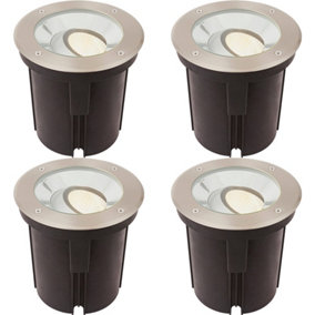 4 PACK Stainless Steel IP67 Ground Light - 16.5W Warm White Tilting Head LED