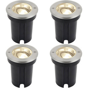 4 PACK Stainless Steel IP67 Ground Light - 6W Warm White LED - Tilting Head