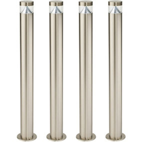 4 PACK Stepped Outdoor Bollard Light - 3.3W LED - 800mm Height - Stainless Steel