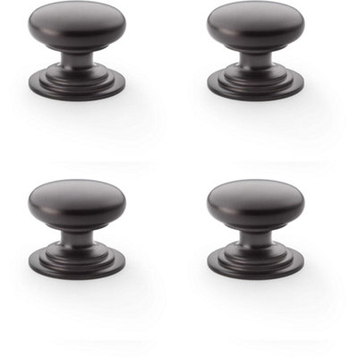 4 PACK - Stepped Round Door Knob - Dark Bronze 38mm Classic Kitchen Cabinet Pull Handle