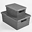 4 Pack Storage Tub Tidy Organiser Make Up Space Plastic Rattan Saving Solution Box