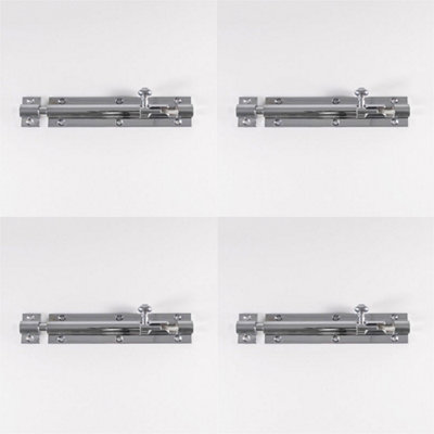 4 PACK - Straight Barrel Surface Mounted Door Bolt Lock 151 x 32mm Polished Brass