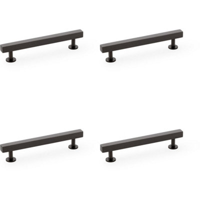 4 PACK - Straight Square Bar Pull Handle - Dark Bronze 128mm Centres SOLID BRASS Drawer