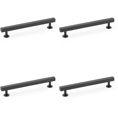 4 PACK - Straight Square Bar Pull Handle - Dark Bronze 160mm Centres SOLID BRASS Drawer