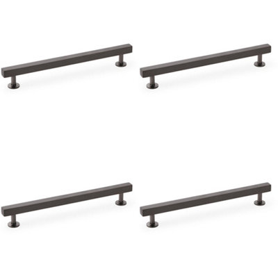 4 PACK - Straight Square Bar Pull Handle - Dark Bronze 192mm Centres SOLID BRASS Drawer