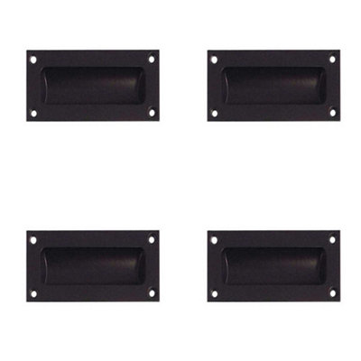 4 PACK Stylish 102mm Black Flush Pulls for Doors and Drawers - Recessed Door Handle