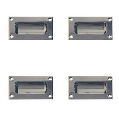 4 PACK Stylish 102mm Flush Pulls in Polished Chrome for Doors and Drawers - Recessed Door Handle
