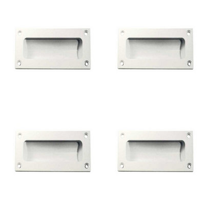 4 PACK Stylish 102mm White Flush Pulls for Sliding Doors and Drawers - Recessed Door Handle