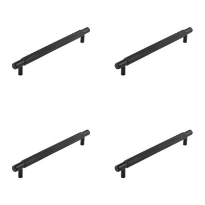 4 PACK Stylish 224mm Black Cabinet Handle for Modern Interiors Kitchen Drawer Pull Handle