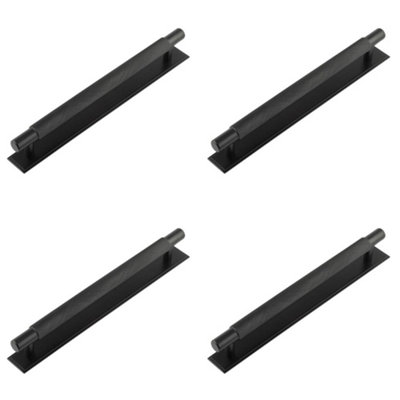 4 PACK Stylish 224mm Cabinet Handle with Stepped Backplate in Matt Black Finish - Kitchen Drawer Pull Handle