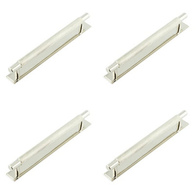 4 PACK Stylish 224mm Polished Nickel Cabinet Handle with Stepped Backplate Kitchen Drawer Pull Handle