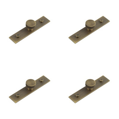 4 PACK Stylish 30mm Antique Brass Cupboard Knob with Backplate - Kitchen Cabinet Knob