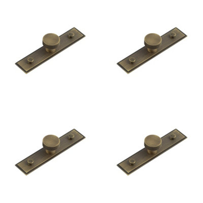4 PACK Stylish 30mm Antique Brass Cupboard Knob with Stepped Backplate - Kitchen Cabinet Knob