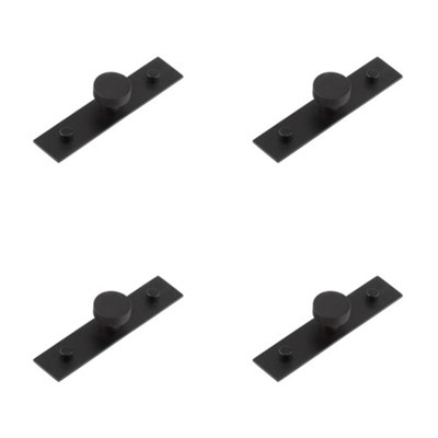 4 PACK Stylish 30mm Black Cupboard Knob with Plain Backplate - Kitchen Cabinet Knob