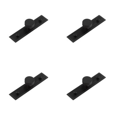4 PACK Stylish 30mm Black Cupboard Knob with Stepped Backplate - Kitchen Cabinet Knob