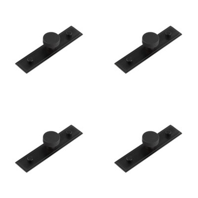 4 PACK Stylish 30mm Matt Black Cupboard Knob with Stepped Backplate - Kitchen Cabinet Knob